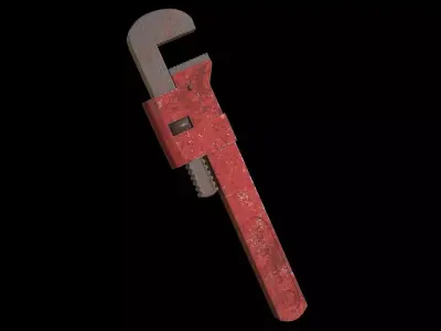Pipe wrench Low-poly 3D model 3