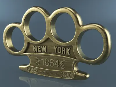 Vintage Police Knuckle New York 1864 Brass 3D model