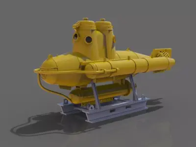 Research submarine with transport trolley 3D print model purchase