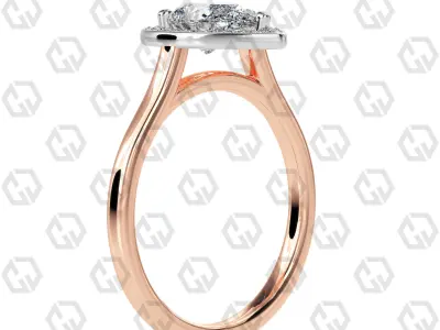 Ring 187 Pear Shape Cathedral Halo with Gems 3D print model