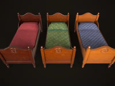 Classic vintage Single bed Low-poly 3D model