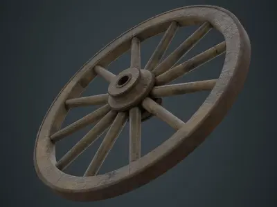Wagon Wheel 1C Low-poly 3D model