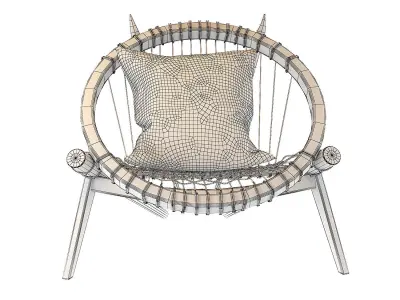 Armchair Devil Wood Woven 3D model