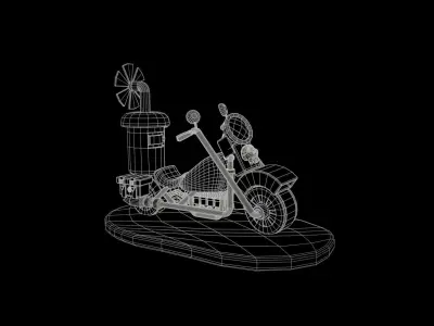 Steampunk Motorcycle 3D model