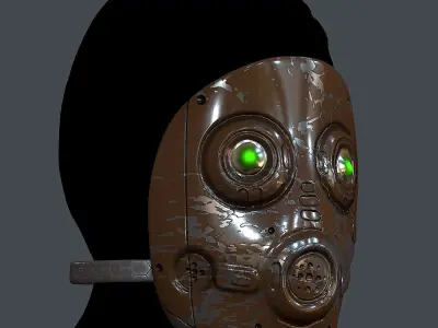 Gas mask helmet 3d model scifi Low-poly  Low-poly 3D model 37