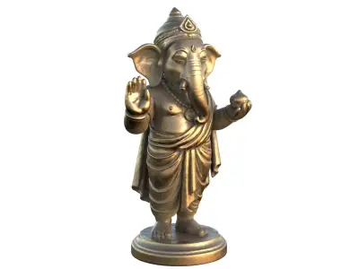 Lord Ganesha  Statue Metal Low-poly 3D model