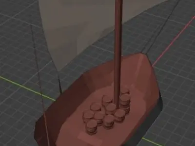 Dhow arab small ship Low-poly 3D model