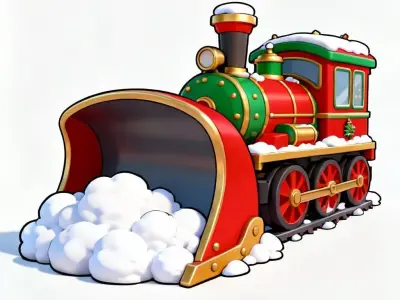 Cute Christmas Snowplow Train 3D - Model Winter Locomotive Low-poly 3D model