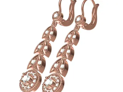 Antique Floral Design Lond Dongle Earring 3D print model