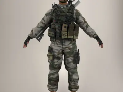 Soldier Black Full Nor Rigged 3D model