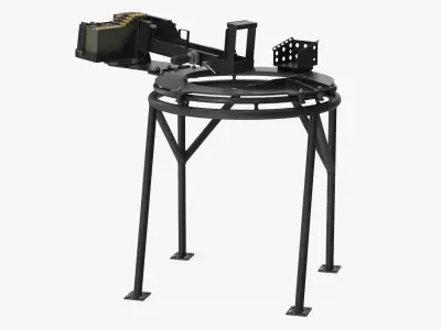 Vehicle Mounted Machine Gun Ring Mount Rigged for Cinema 4D 