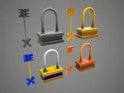 PADLOCK  9 CARTOON STYLIZED Low-poly 3D model