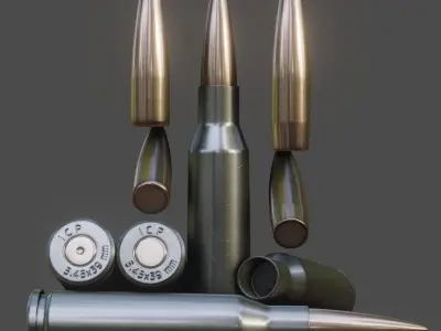 545x39mm Cartridge Low-poly 3D model
