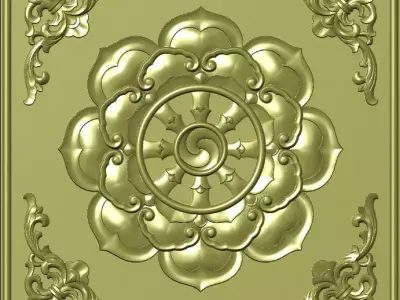 Central decor ornament for furniture 3D model Free 3D print model