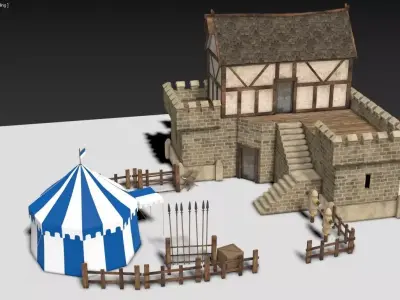 Medieval Barracks Low-poly 3D model buy