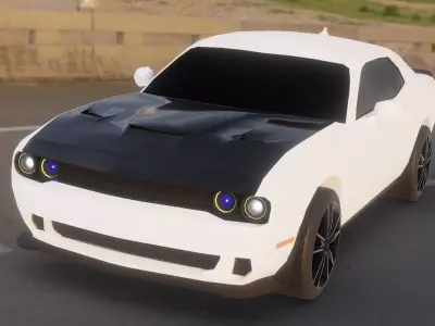 Low Poly Muscle Car       Game Ready Vehicle Free low-poly 3D model