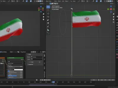 Animated Iran Flags  3D model