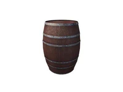  Low Poly 3d Model of wooden barrel for game use Low-poly 3D model