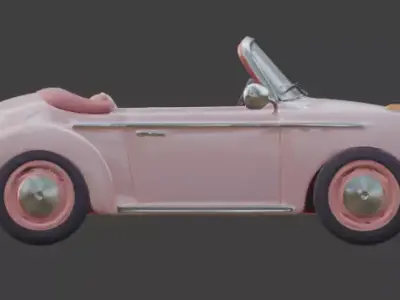 Stylized 3D Valentine Convertible Car Model Low-poly 3D model