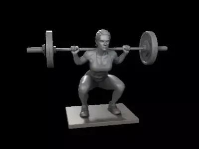 Female Barbell Squat  Mid Motion Gym Pose 3D print model