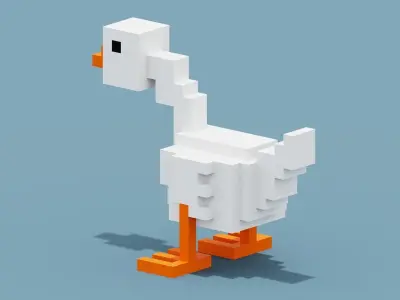 Voxel Goose Low-poly 3D model