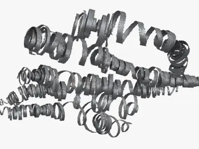 Spiral Metal Shavings from Lathe Processing Silver 3D model