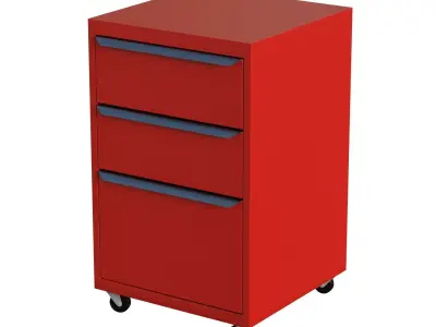 Red Filling Cabinet Toolbox Low-poly 3D model