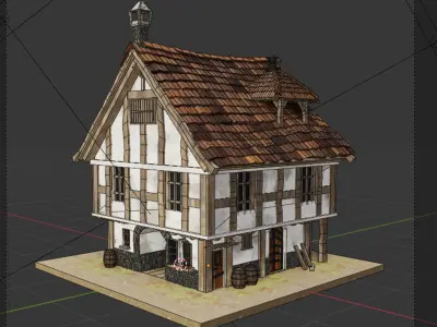 Lowpoly Medieval House with PBR textures Low-poly 3D model