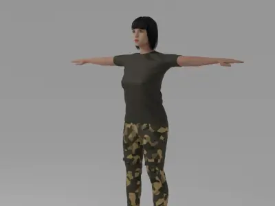 Soldier Woman Low-poly 3D model