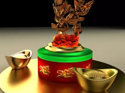 Chinese gold Ingot  3D model buy