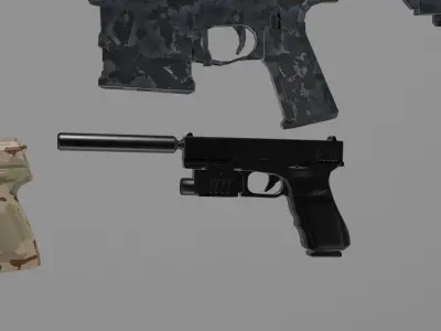 Realistic Camouflaged Weapon Pack Game-Ready 3D Models Low-poly 3D model