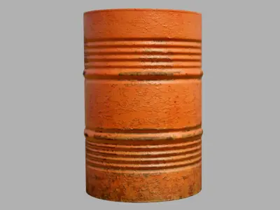 rusty metal barrel red Low-poly 3D model