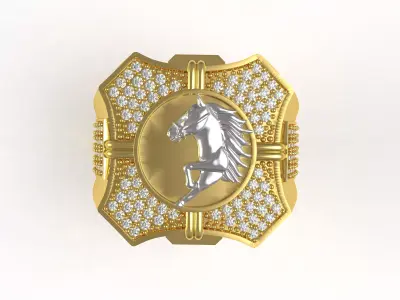 Horse Diamond  Hip Hop Ring 3D print model