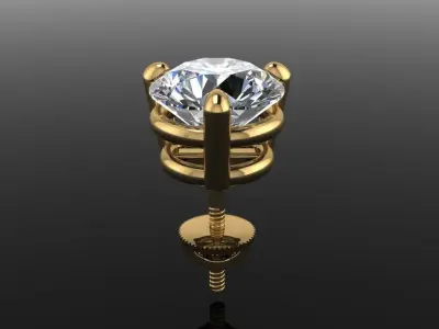 3 Prong Solitaire Earring Stud Basket 7mm 3D print model