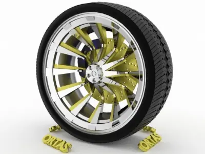 ORTAS CAR WHEEL RIM 71 GAME READY WHEEL RIM TIRE 3D model