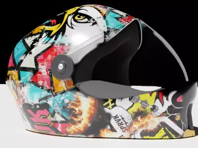 Helmet with graffiti 3D model