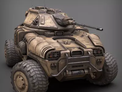Sci Fi APC low poly desert Low-poly 3D model