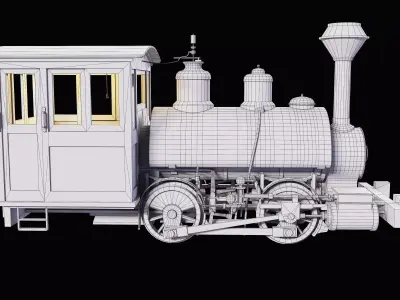 Vintage Steam Locomotive High Quality 3D Model Low-poly 3D model