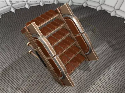 Wood Stairs Construction Element 21  Low-poly 3D model