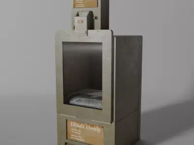 Low-Poly Newspaper Machine Free low-poly 3D model