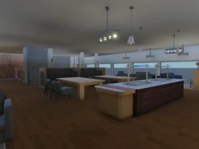 FULLY DONE Realistic Airport Lounge with Kitchen Bathroom Low-poly 3D model