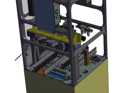 Automated hard disk swing arm OCR machine 3D model