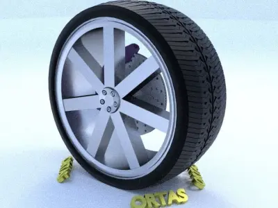 ORTAS CAR RIM 1 GAME READY RIM TIRE AND BRAKE DISC 3D model