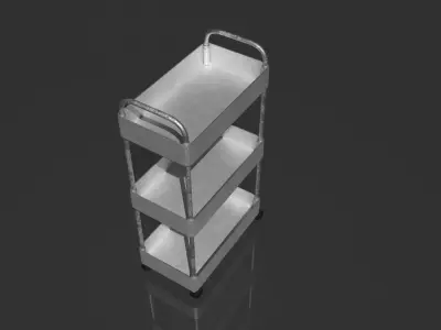 3 Tier Rolling Storage Cart 3D Model Metal Unreal Realistic PBR Low-poly 3D model