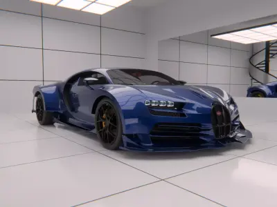 Bugatti chiron full rigged Low-poly 3D model