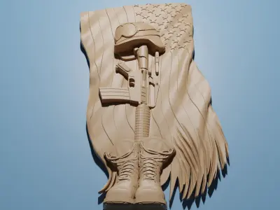 Military Fallen Army US Veteran relief 3D for CNC Router 3D print model