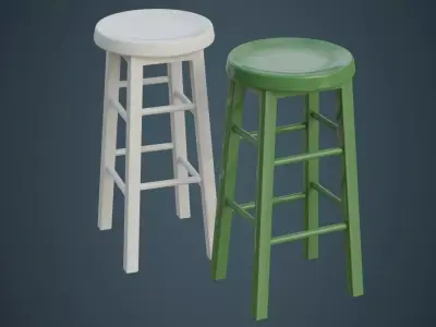 Stool 2C Low-poly 3D model