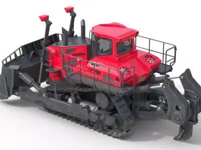 Liebherr PR776 Litronic Crawlertractor Red Low-poly 3D model