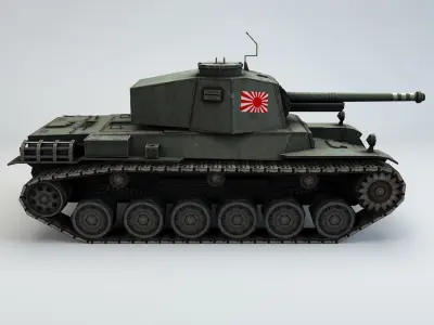 Low Poly Type 3 Chi Nu medium tank Low-poly 3D model