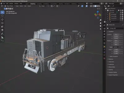 Realistic Locomotive  Underground Train Station 3D model